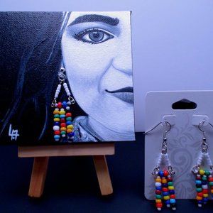 Acrylic Painting  3D Lady Native #2 Includes Extra Earrings Set for your lady